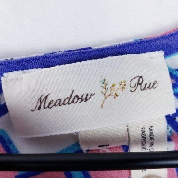 Anthropologie Meadow Rue‎ Flutter Sleeve Blouse Geometric Colorful Boho Print 6 - Picture 8 of 14